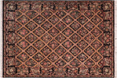 handmade Transitional Bakhtair Black Brown Hand Knotted RECTANGLE 100% WOOL area rug 8x10