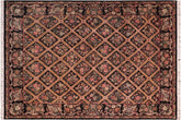 handmade Transitional Bakhtair Black Brown Hand Knotted RECTANGLE 100% WOOL area rug 8x10