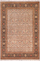 handmade Traditional Regular Beige Black Hand Knotted RECTANGLE 100% WOOL area rug 9'X12'