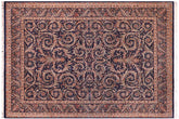 handmade Traditional Savonarrie Blue Blue Hand Knotted RECTANGLE 100% WOOL area rug 9x12