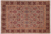 handmade Traditional Lahore Taupe Maroon Hand Knotted RECTANGLE 100% WOOL area rug 9x13