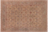 handmade Transitional Tabriz Gold Green Hand Knotted RECTANGLE 100% WOOL area rug 9x12