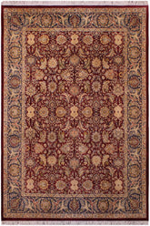 Traditional Agra Haydee Maroon Blue Hand Knotted Area rugs 9X12