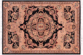 handmade Traditional Savonarrie Black Tan Hand Knotted RECTANGLE 100% WOOL area rug 5x7