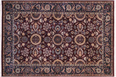 handmade Transitional Agra Tabriz Maroon Blue Hand Knotted RECTANGLE 100% WOOL area rug 5x7