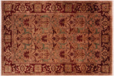 handmade Transitional Lt. Brown Drk. Red Hand Knotted RECTANGLE 100% WOOL area rug 5 x 7