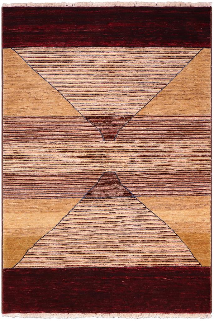 handmade Modern Gabbeh Red Brown Hand Knotted RECTANGLE 100% WOOL area rug 5 X7