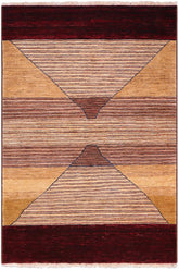 handmade Modern Gabbeh Red Brown Hand Knotted RECTANGLE 100% WOOL area rug 5 X7