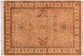 handmade Traditional New Wahid Gold Beige Hand Knotted RECTANGLE 100% WOOL area rug 5x7