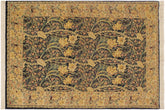 handmade Transitional Dafodils Blue Taupe Hand Knotted RECTANGLE 100% WOOL area rug 4x6