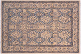 handmade Transitional Design Tan Teal Hand Knotted RECTANGLE 100% WOOL area rug 5' x 7'