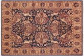 handmade Traditional Kafkaz Blue Gold Hand Knotted RECTANGLE 100% WOOL area rug 5x7