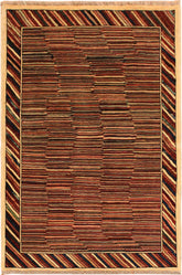 handmade Modern Gabbeh Blue Red Hand Knotted RECTANGLE 100% WOOL area rug 3 X5