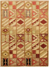 handmade Modern Gabbeh Beige Red Hand Knotted RECTANGLE 100% WOOL area rug 3 X5