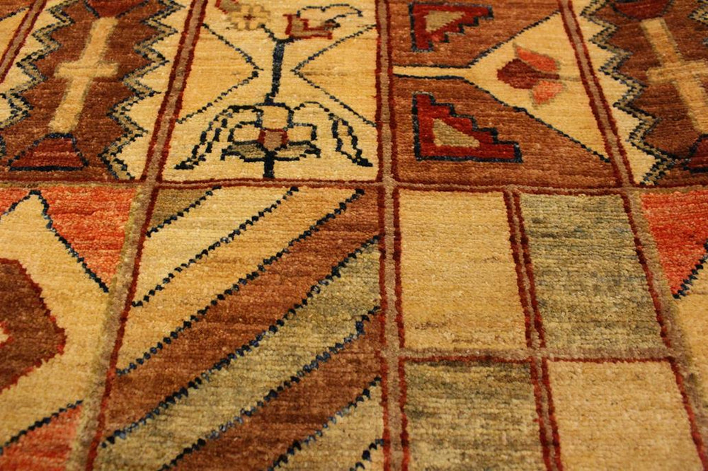 handmade Modern Gabbeh Beige Brown Hand Knotted RECTANGLE 100% WOOL area rug 3 X5