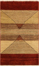 handmade Modern Gabbeh Beige Red Hand Knotted RECTANGLE 100% WOOL area rug 3 X5