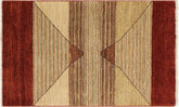 handmade Modern Gabbeh Beige Red Hand Knotted RECTANGLE 100% WOOL area rug 3' x 5'