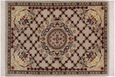 handmade Traditional B/2 Taupe Yellow Hand Knotted RECTANGLE 100% WOOL area rug 2x3