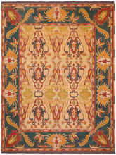 handmade Transitional Antique Beige Green Hand Knotted RECTANGLE 100% WOOL area rug 6x7