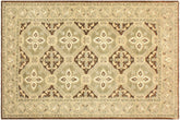 handmade Transitional Kafkaz Brown Green Hand Knotted RECTANGLE 100% WOOL area rug 4' x 7'