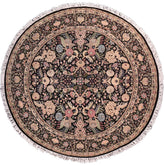 handmade Traditional Nagi Black Gold Hand Knotted ROUND 100% WOOL area rug 8' x 8'