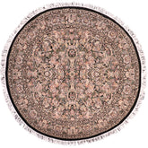 handmade Traditional Rimjim Black Grey Hand Knotted ROUND 100% WOOL area rug 8' x 8'