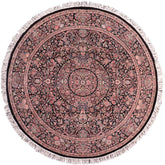 handmade Traditional Kashan Black Pink Hand Knotted ROUND 100% WOOL area rug 8' x 8'