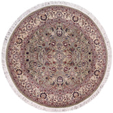 handmade Traditional Abasi Afsha Green Beige Hand Knotted ROUND 100% WOOL area rug 6'x6'