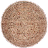 handmade Traditional Round Kashan Taupe Tan Hand Knotted ROUND 100% WOOL area rug 10' x 10'