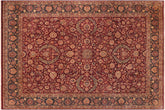 handmade Transitional Dabir Maroon Blue Hand Knotted RECTANGLE 100% WOOL area rug 10 x 14