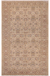 handmade Traditional Lahore Ivory Tan Hand Knotted GALLERY 100% WOOL area rug 6'X12'