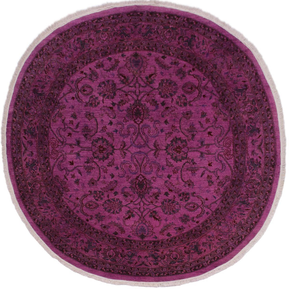 A02864, 7 8"x 8 1",Over Dyed ,8x8,Purple,RED,Hand-knotted ,Pakistan ,100% Wool ,Round ,652671149283