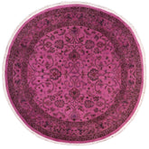 handmade Over Dyed Over Dyed Purple Red Hand Knotted ROUND 100% WOOL area rug 8' x 8'