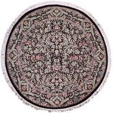handmade Traditional Imran Black Grey Hand Knotted ROUND 100% WOOL area rug 6' x 6'