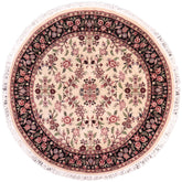 handmade Traditional Kashan Beige Black Hand Knotted ROUND 100% WOOL area rug 6' x 6'