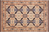 handmade Geometric Kargahi Beige Blue Hand Knotted RECTANGLE 100% WOOL area rug 6' x 9'