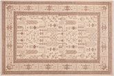 handmade Geometric Kafkaz Beige Brown Hand Knotted RECTANGLE 100% WOOL area rug 6' x 9'