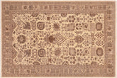 handmade Geometric Kafkaz Tan Beige Hand Knotted RECTANGLE 100% WOOL area rug 6' x 9'