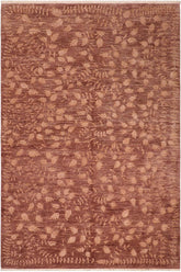 handmade Transitional Kafkaz Brown Tan Hand Knotted RECTANGLE WOOL&SILK area rug 6X9