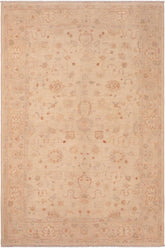 handmade Transitional Kafkaz Beige Brown Hand Knotted RECTANGLE 100% WOOL area rug 6X9