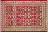 handmade Transitional Red Green Hand Knotted RECTANGLE 100% WOOL area rug 6' x 9'