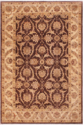 handmade Traditional Kafkaz Brown Tan Hand Knotted RECTANGLE 100% WOOL area rug 6X9