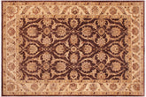 handmade Transitional Kafkaz Brown Tan Hand Knotted RECTANGLE 100% WOOL area rug 6' x 9'