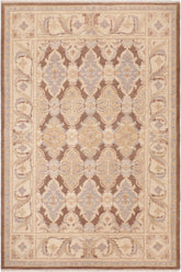 handmade Transitional Kafkaz Brown Beige Hand Knotted RECTANGLE 100% WOOL area rug 6X9