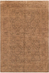 handmade Traditional Kafkaz Brown Gold Hand Knotted RECTANGLE 100% WOOL area rug 6X9