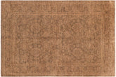 handmade Transitional Kafkaz Brown Gold Hand Knotted RECTANGLE 100% WOOL area rug 6' x 9'