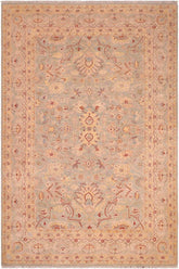 handmade Traditional Kafkaz Green Tan Hand Knotted RECTANGLE 100% WOOL area rug 6X9