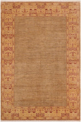 handmade Modern Kafkaz Tan Beige Hand Knotted RECTANGLE 100% WOOL area rug 6X9