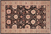 handmade Transitional Lahore Black Green Hand Knotted RECTANGLE 100% WOOL area rug 6' x 9'