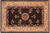 handmade Traditional Kafkaz Brown Tan Hand Knotted RECTANGLE 100% WOOL area rug 6' x 8'